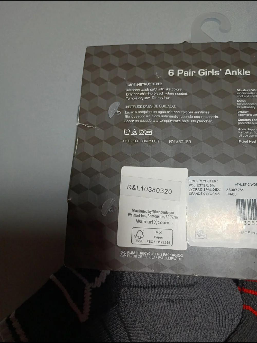 Athletic Works Girls' Ankle Socks